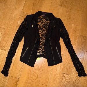 Material Girl Black Lace Sleeve Blazer
